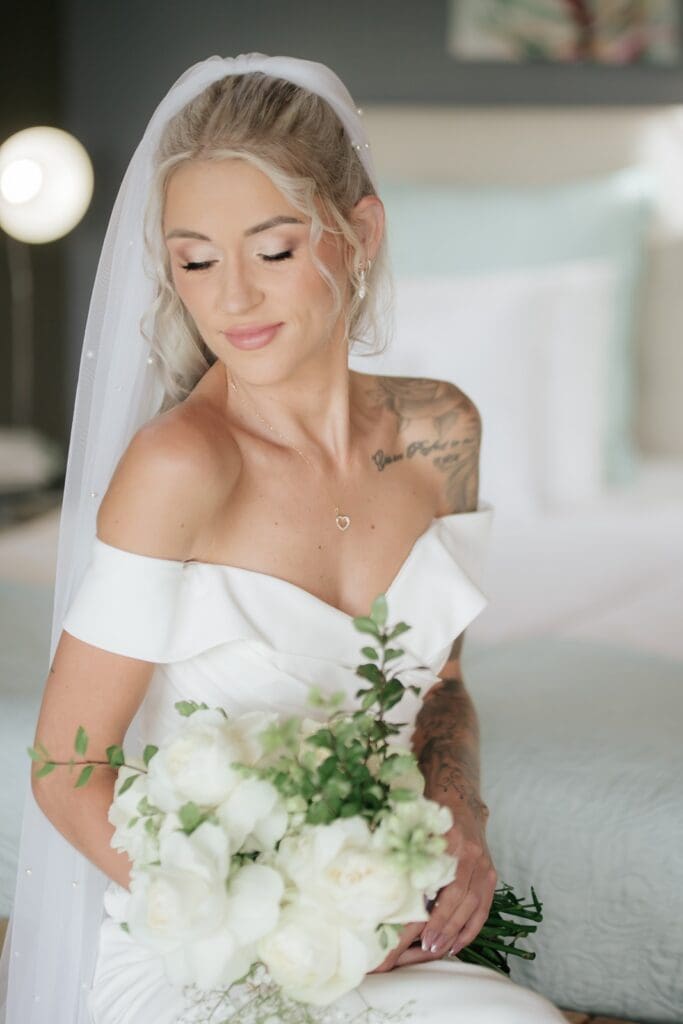 Elegant bridal look with make-up done by Blush Pro Make-Up