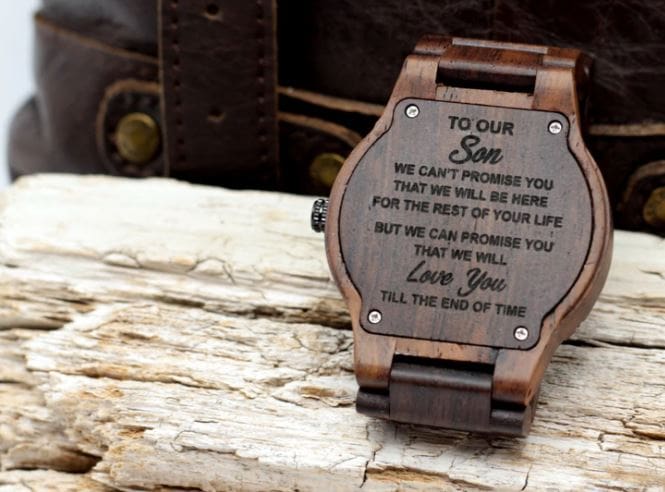 Hashtag Bamboo engraved watch