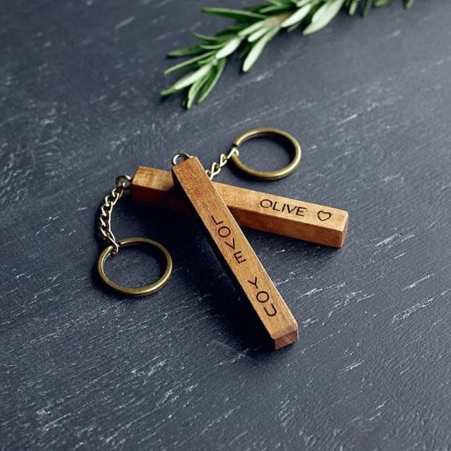 Engraved wooden keyring
