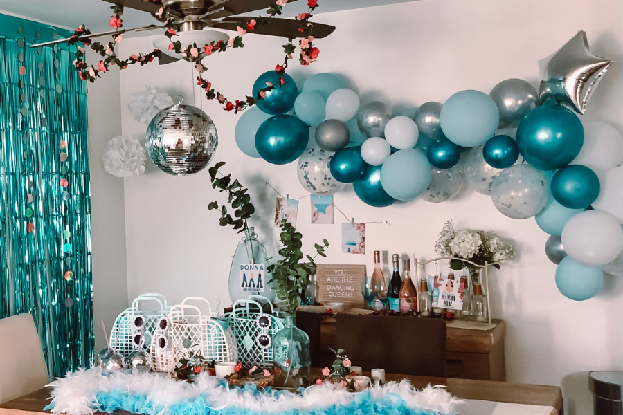 Mamma Mia themed bachelorette party decor