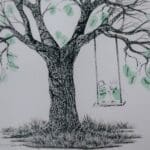 Fingerprint Trees personalized drawn tree with green guests fingerprints