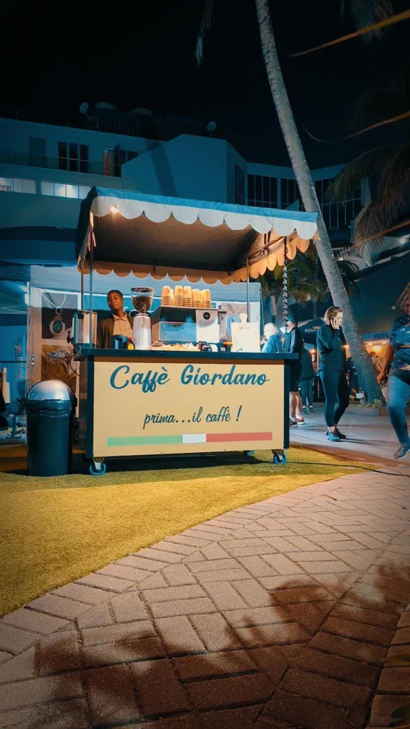 Caffé Giordano bespoke wedding coffee cart